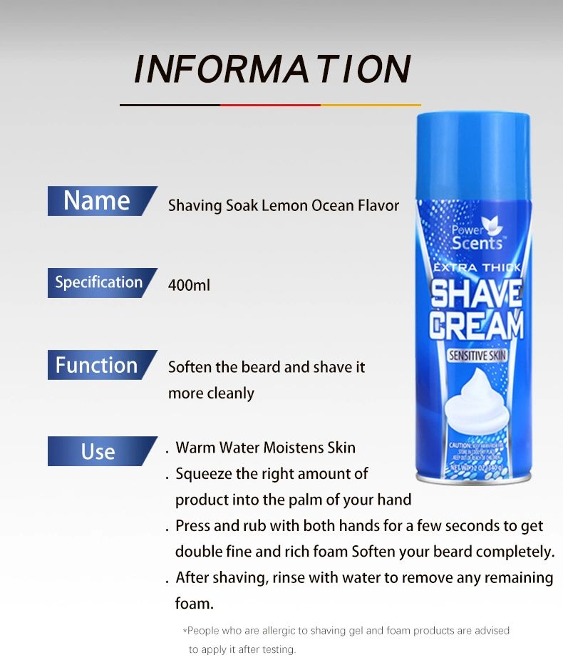 Custom Logo Men Personal Care Shaving Foam with Moisturizing and Smoothing Effect