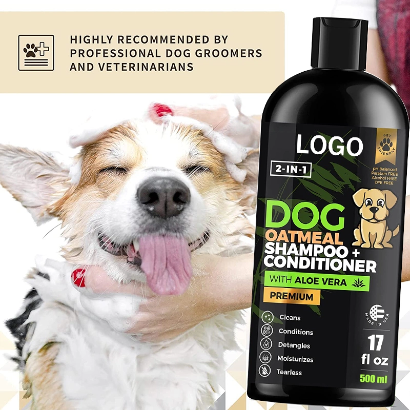 OEM Private Label Organic Pet Dry Hair Tearless Oatmeal Aloe Vera 500ml 2 in 1 Pet Shampoo & Conditioner Pet Shampoo for Dog